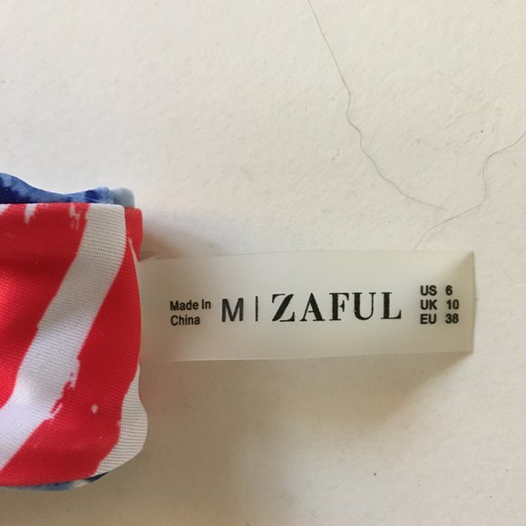 ZAFUL Women's Strapless Ribbed Tie Back Ruffle Cutout Bandeau Bikini Swimsuit M - Picture 7 of 16